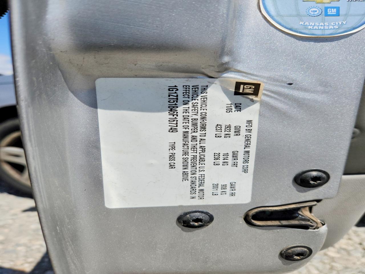 2006 Chevrolet Malibu Lt Серебряный vin: 1G1ZT51846F167749