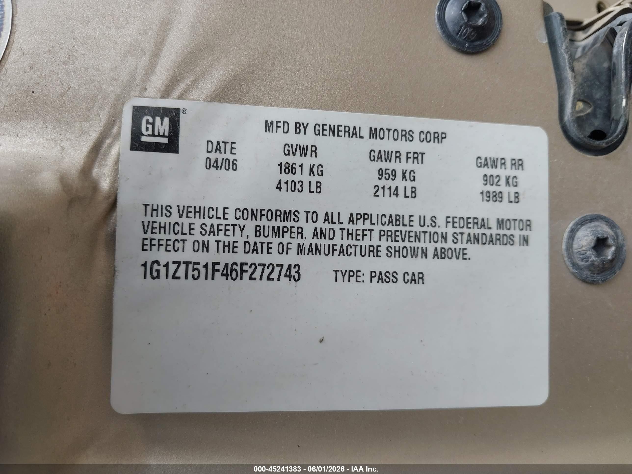 2006 Chevrolet Malibu Lt Золотой vin: 1G1ZT51F46F272743