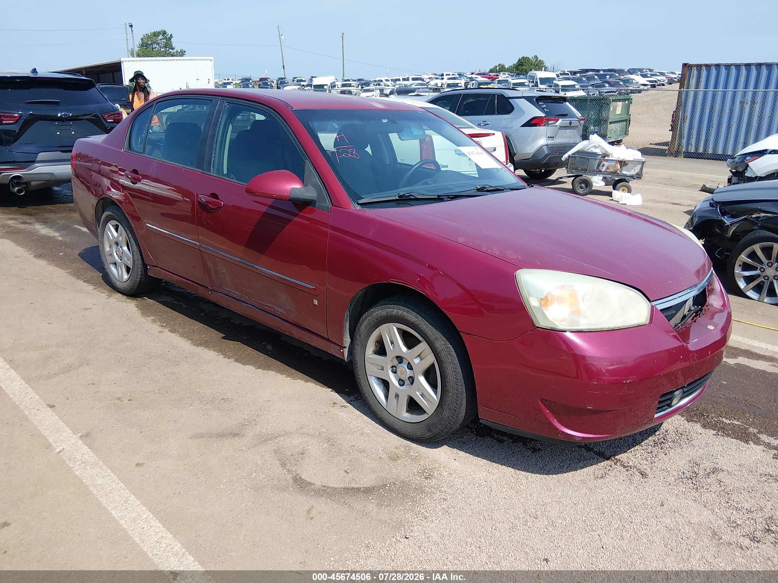 2006 Chevrolet Malibu Lt Red vin: 1G1ZT51F56F294833