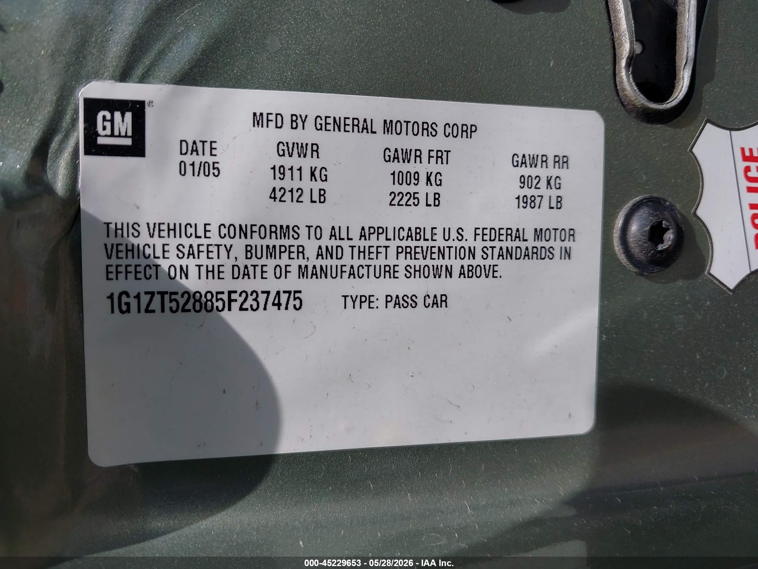 2005 Chevrolet Malibu Ls Желто-коричневый vin: 1G1ZT52885F237475
