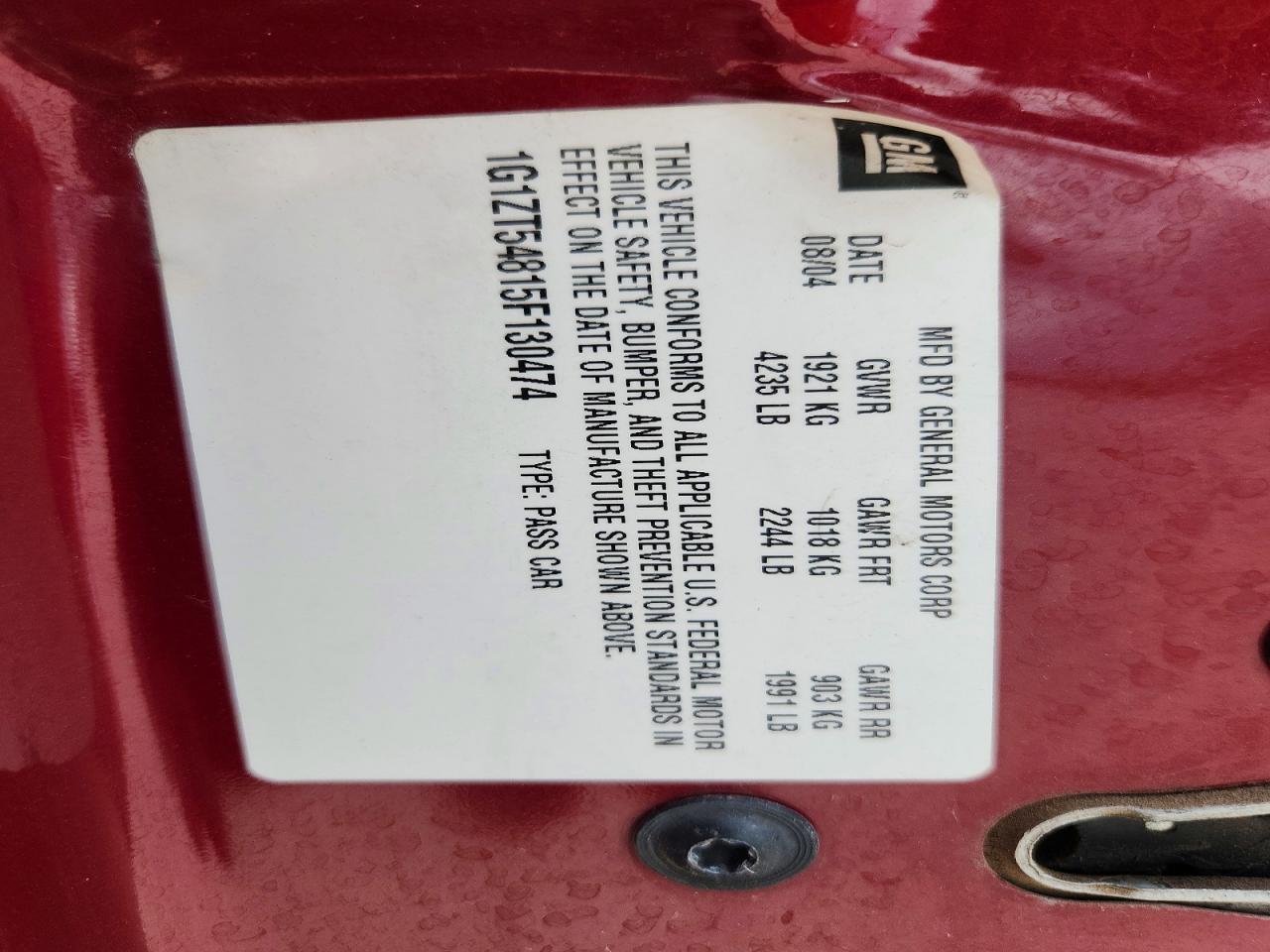 2005 Chevrolet Malibu Ls Maroon vin: 1G1ZT54815F130474