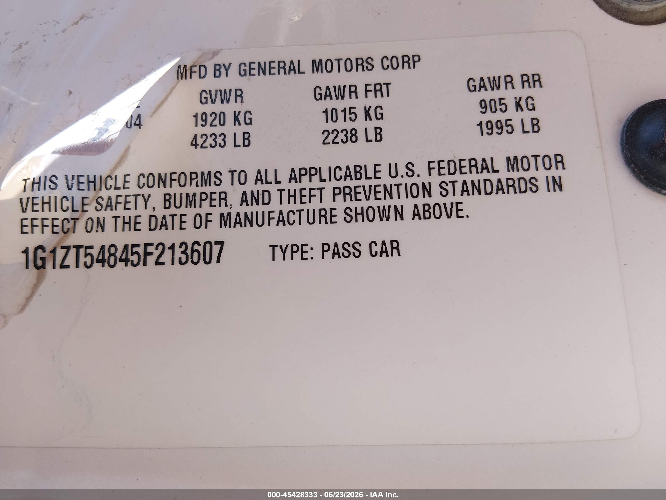2005 Chevrolet Malibu Ls White vin: 1G1ZT54845F213607