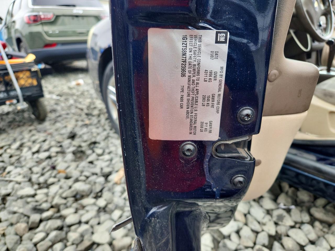 2007 Chevrolet Malibu Lt Blue vin: 1G1ZT58N77F239606
