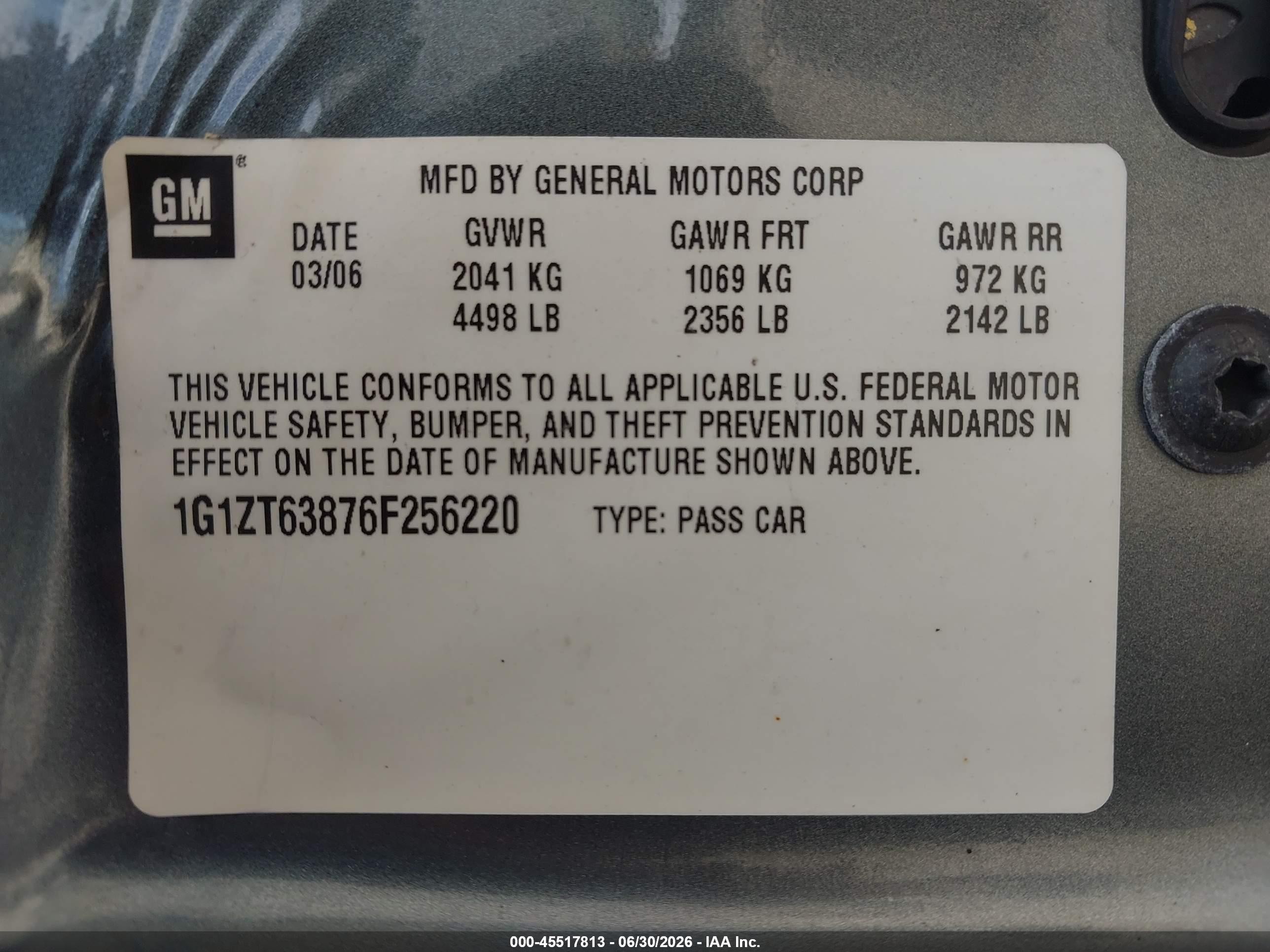 2006 Chevrolet Malibu Maxx Lt Gray vin: 1G1ZT63876F256220