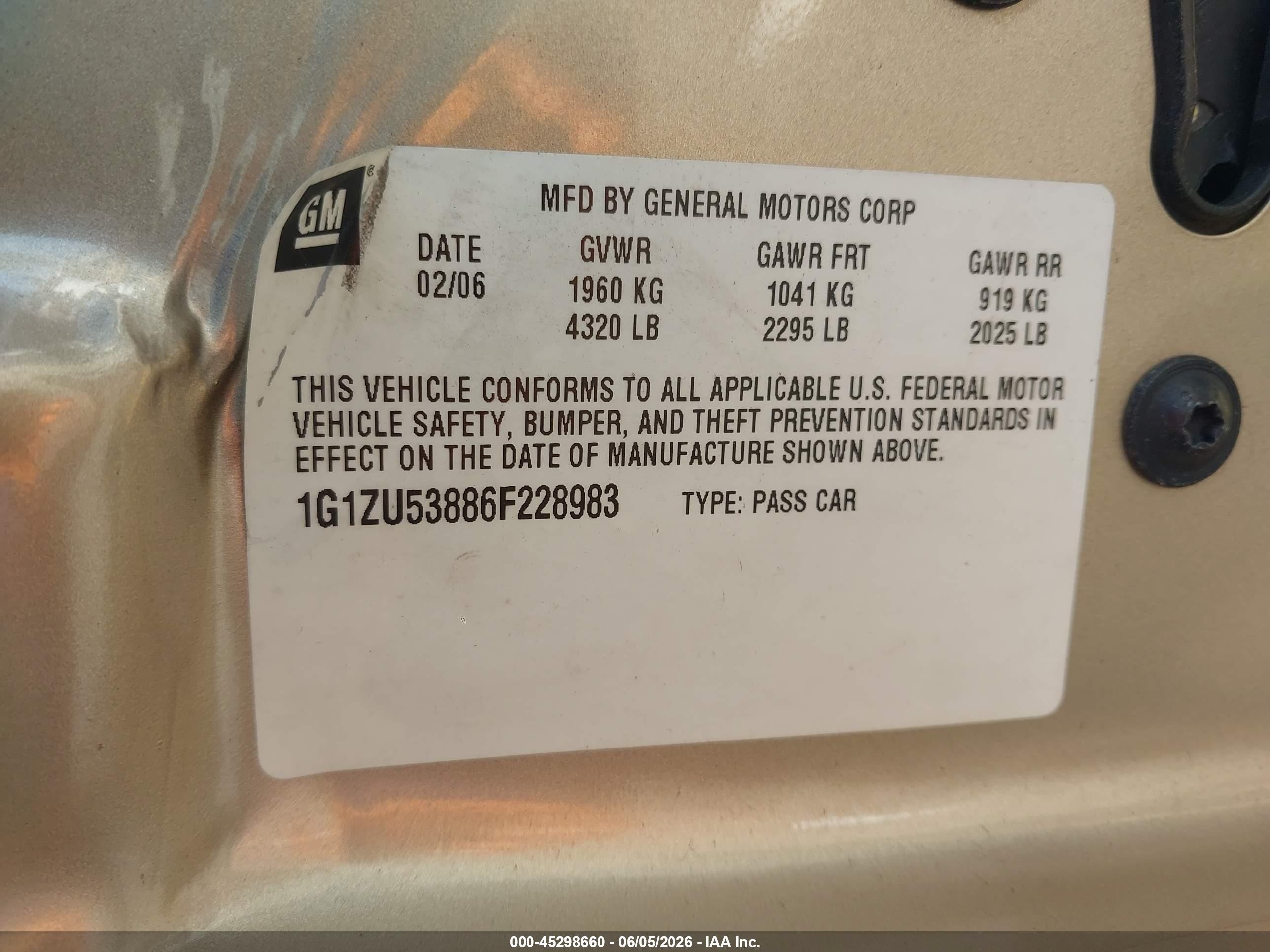 2006 Chevrolet Malibu Ltz Золотой vin: 1G1ZU53886F228983