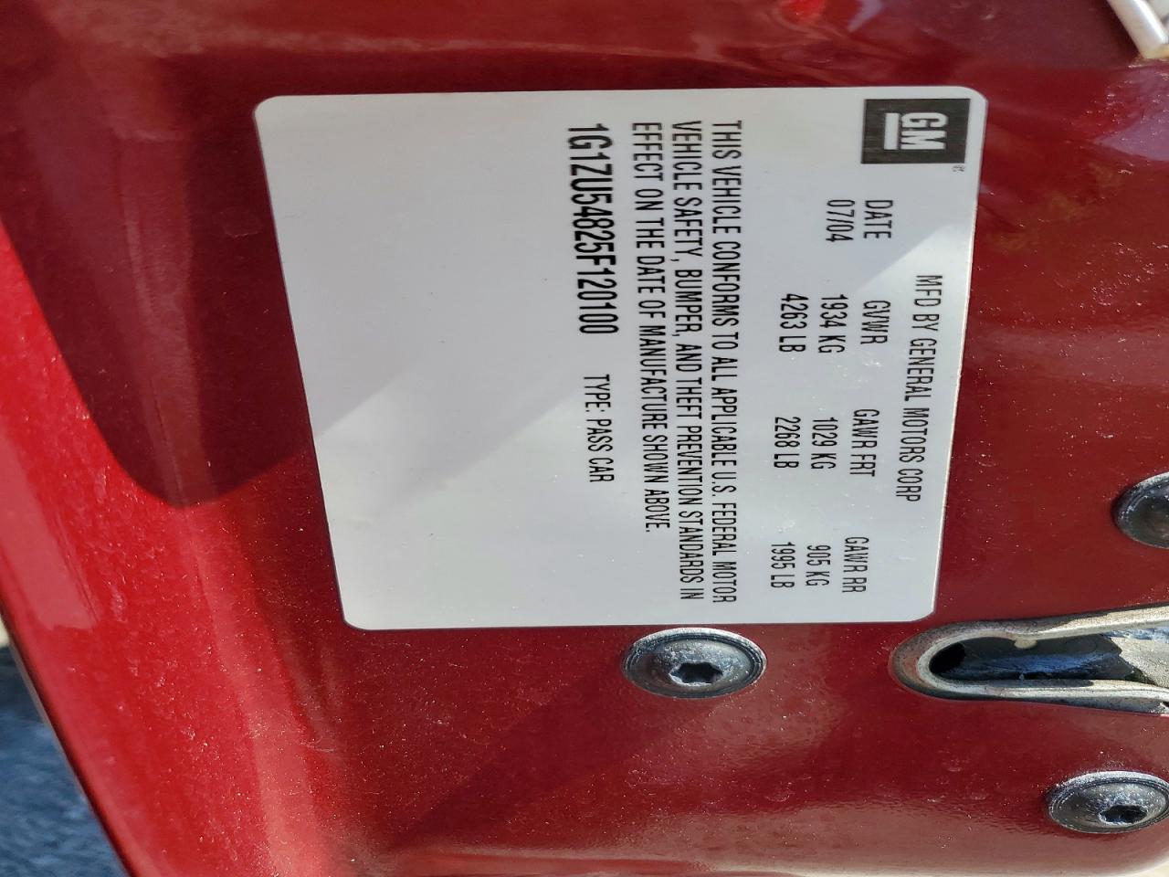 2005 Chevrolet Malibu Lt Maroon vin: 1G1ZU54825F120100