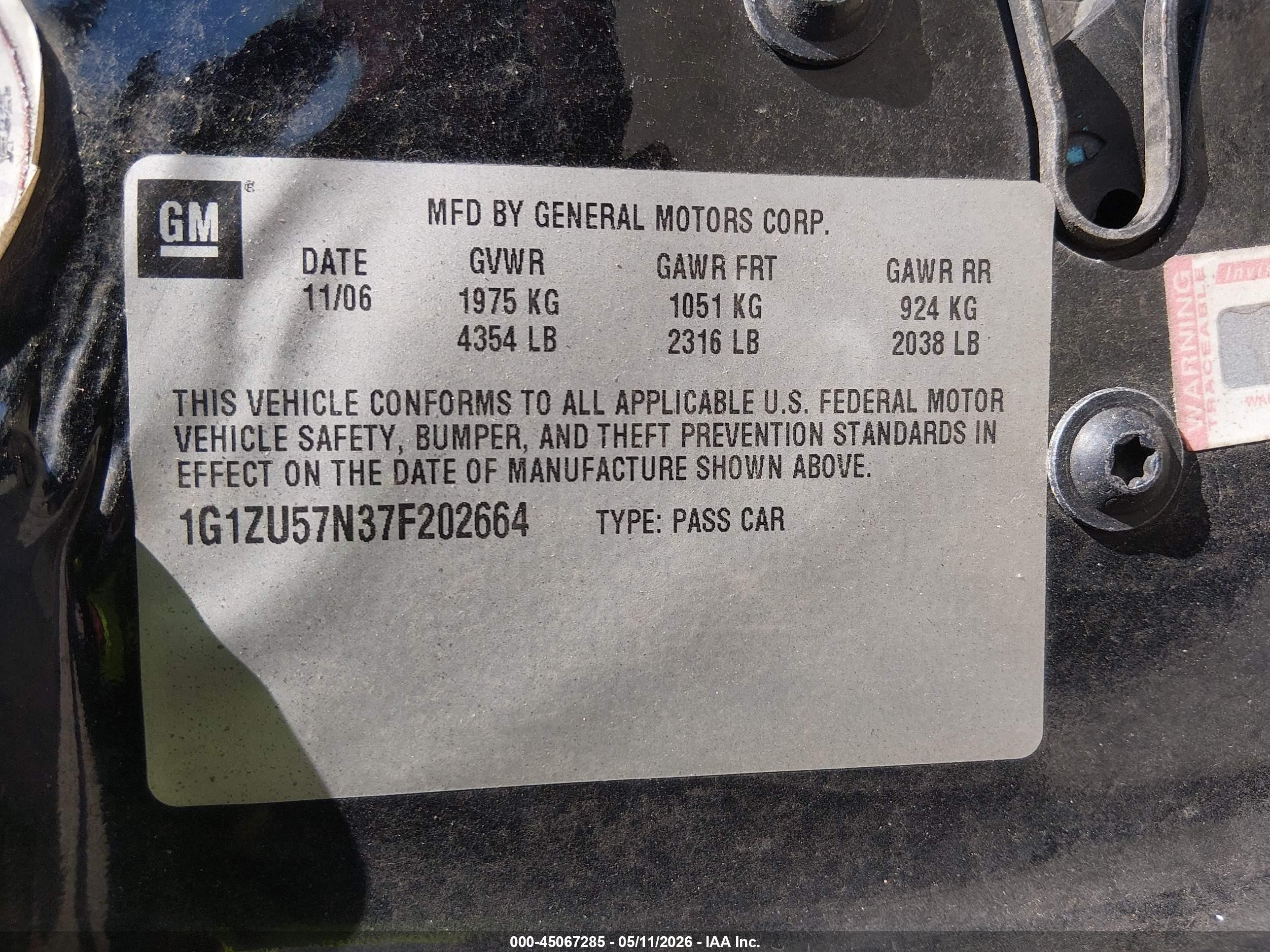 2007 Chevrolet Malibu Ltz Черный vin: 1G1ZU57N37F202664
