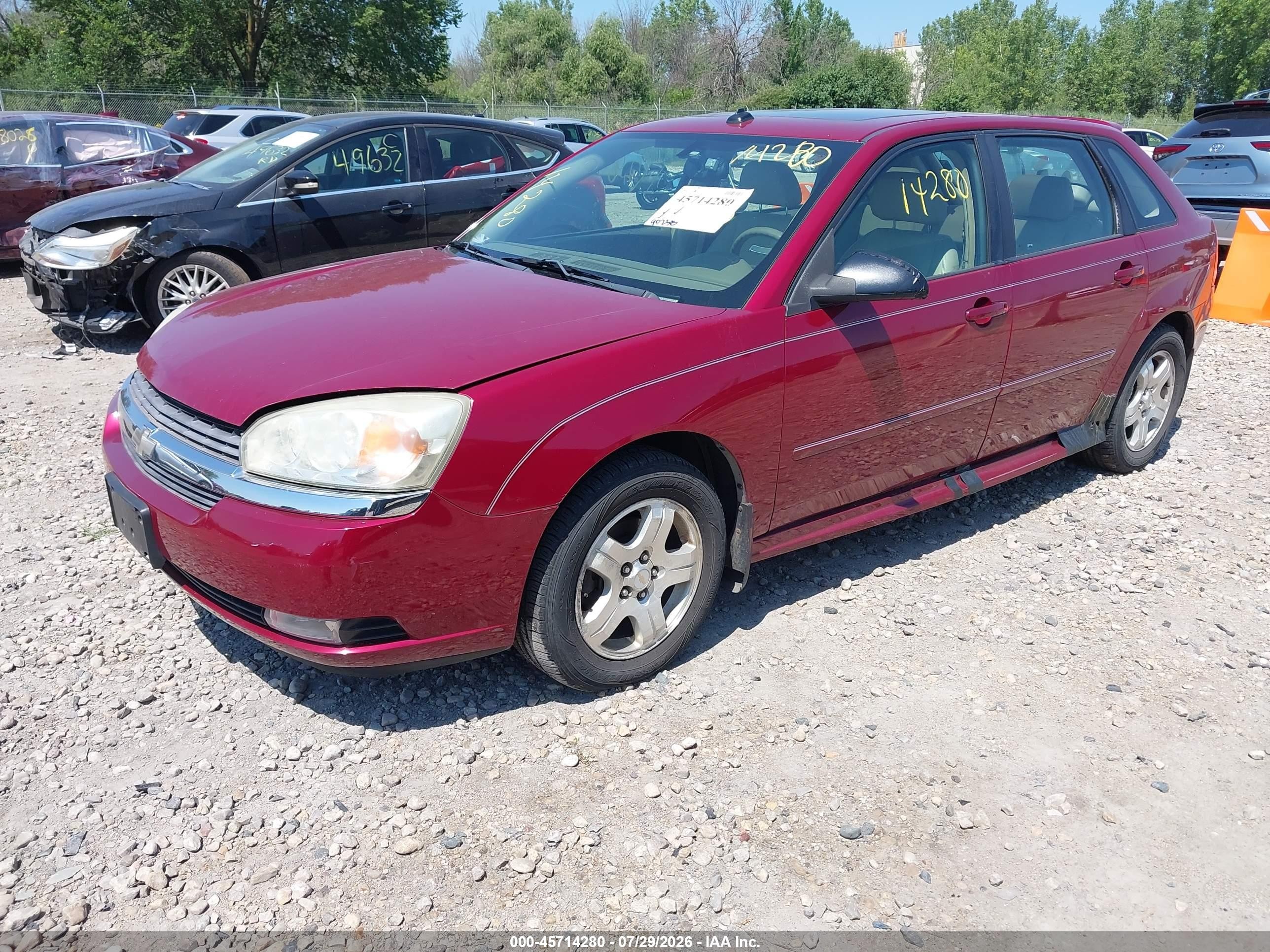 2005 Chevrolet Malibu Maxx Lt Burgundy vin: 1G1ZU64825F105361