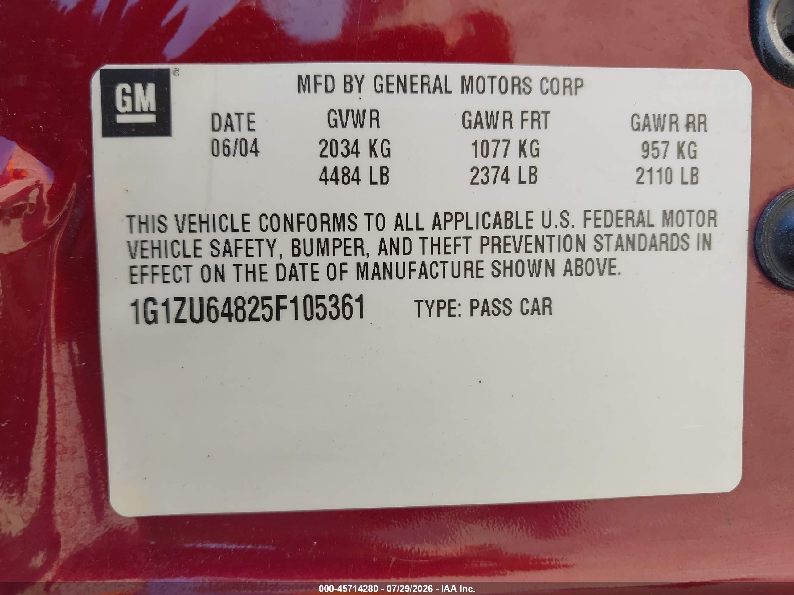 2005 Chevrolet Malibu Maxx Lt Burgundy vin: 1G1ZU64825F105361