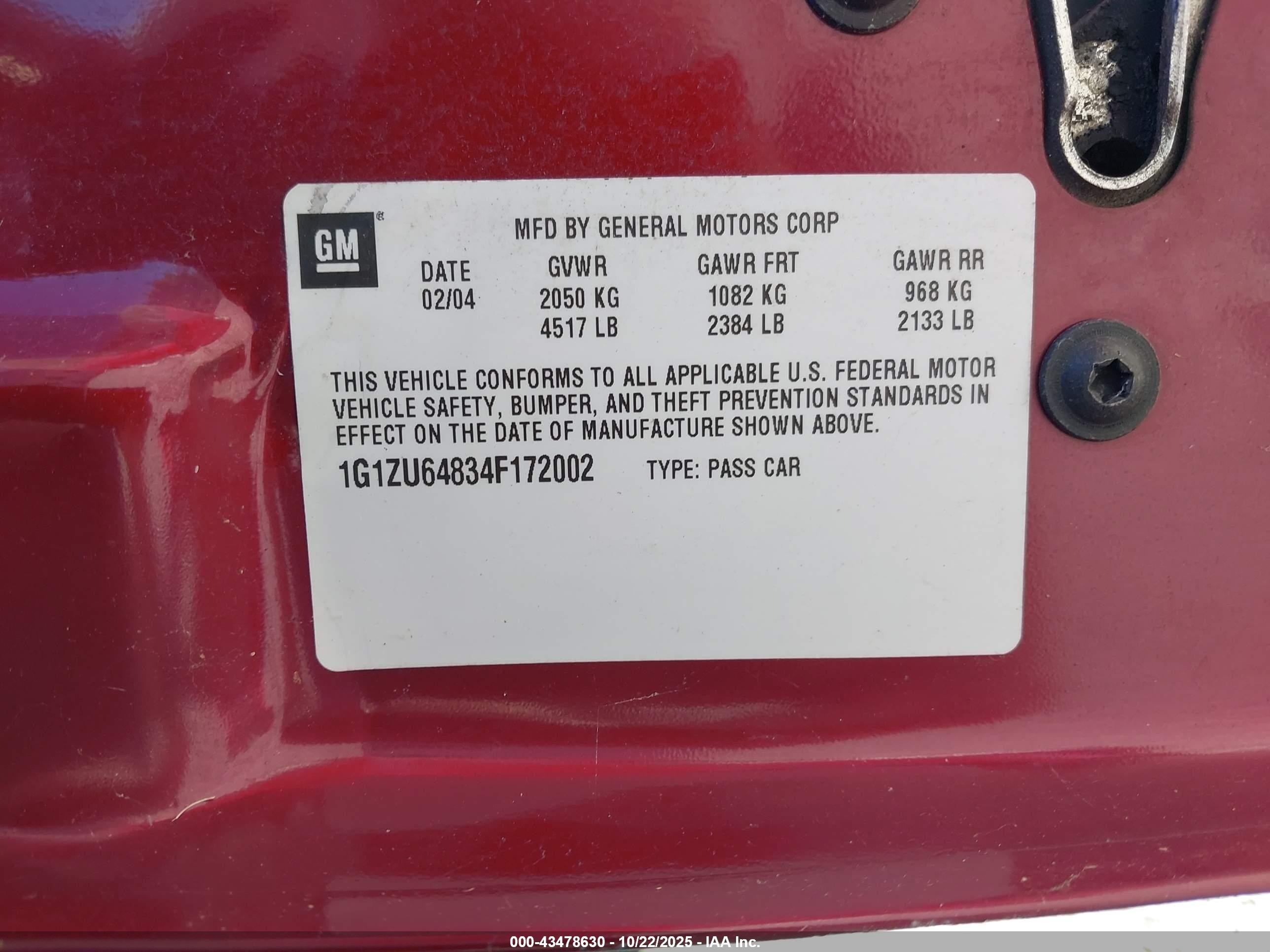 2004 Chevrolet Malibu Maxx Lt Red vin: 1G1ZU64834F172002