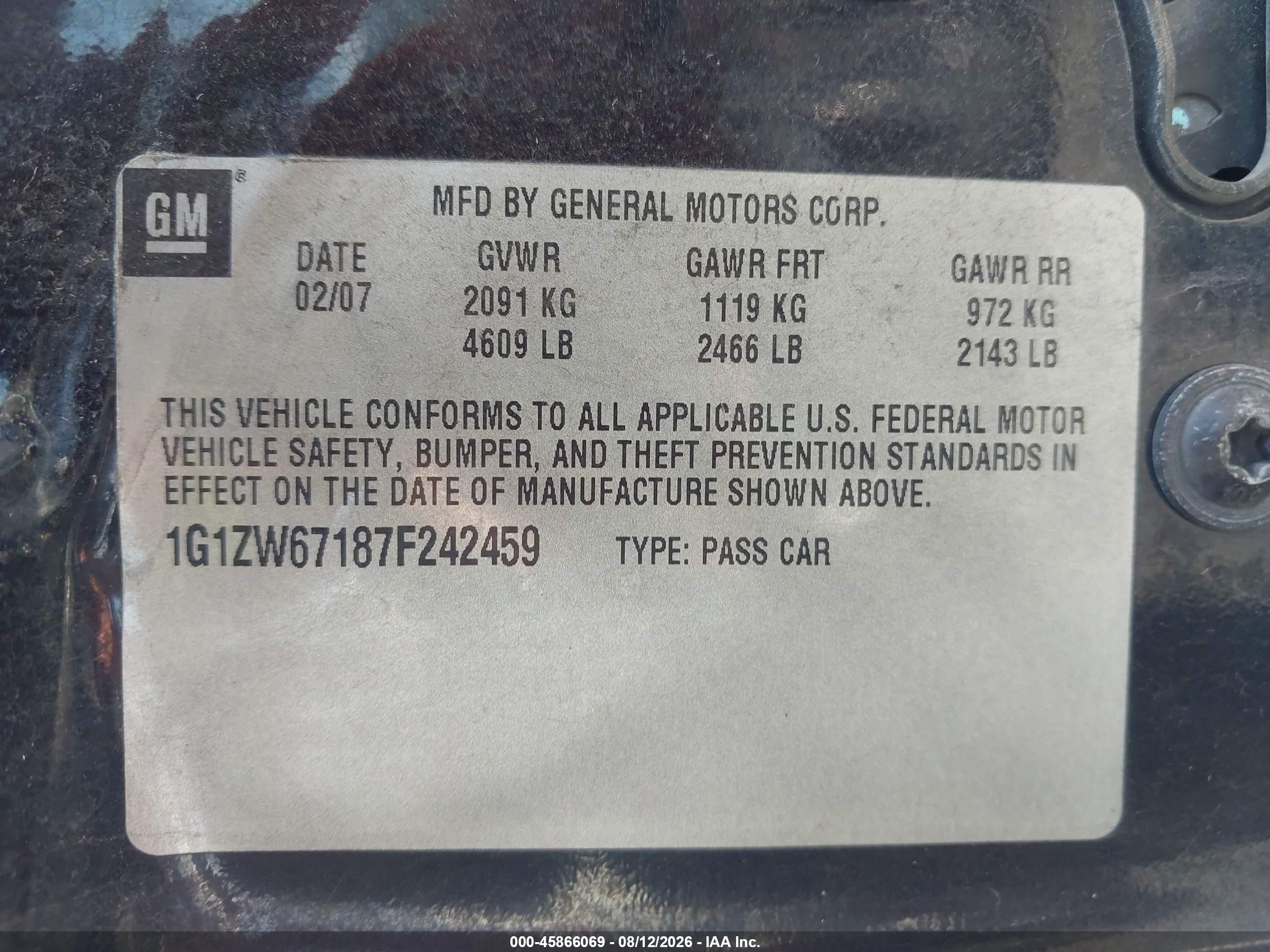 2007 Chevrolet Malibu Maxx Ss Black vin: 1G1ZW67187F242459