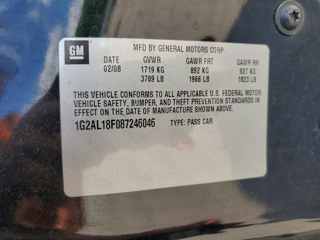 2008 Pontiac G5 Black vin: 1G2AL18F087246046