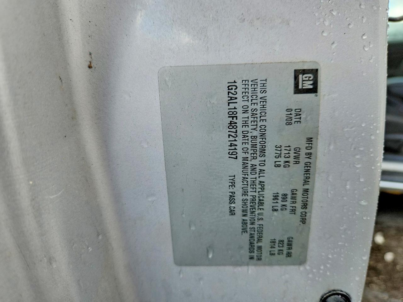 2008 Pontiac G5 Silver vin: 1G2AL18F487214197
