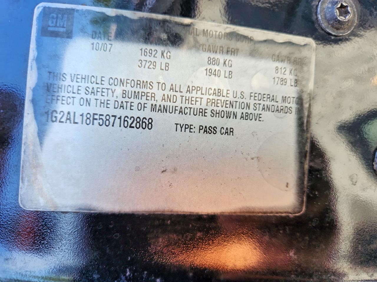 2008 Pontiac G5 Black vin: 1G2AL18F587162868