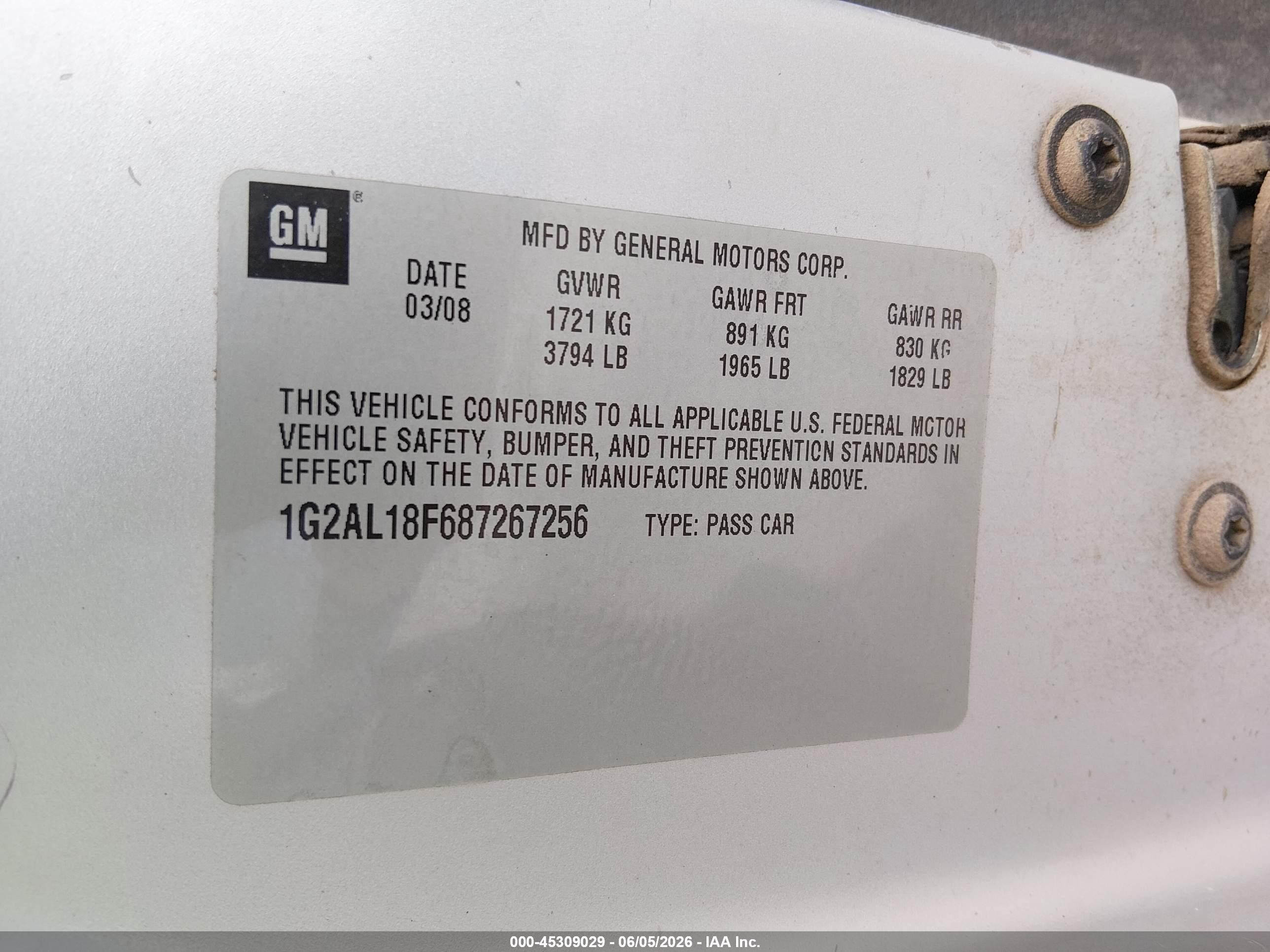 2008 Pontiac G5   Silver vin: 1G2AL18F687267256