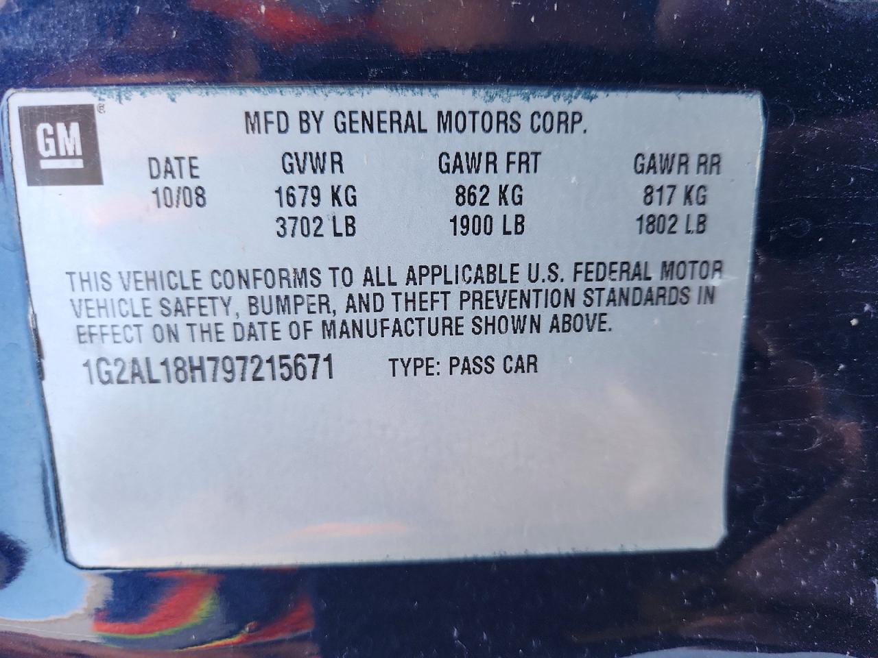 2009 Pontiac G5 Синий vin: 1G2AL18H797215671