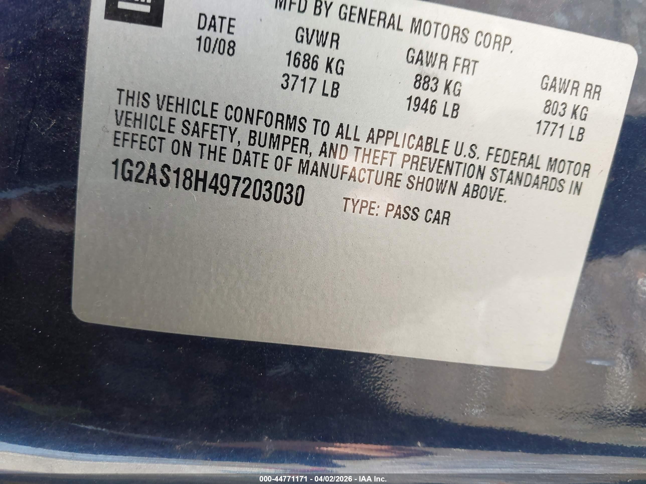 2009 Pontiac G5   Blue vin: 1G2AS18H497203030