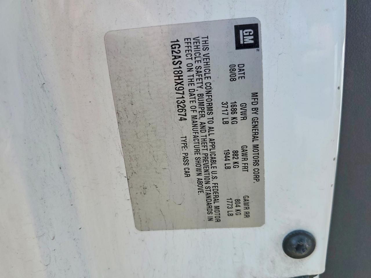 2009 Pontiac G5 White vin: 1G2AS18HX97132674