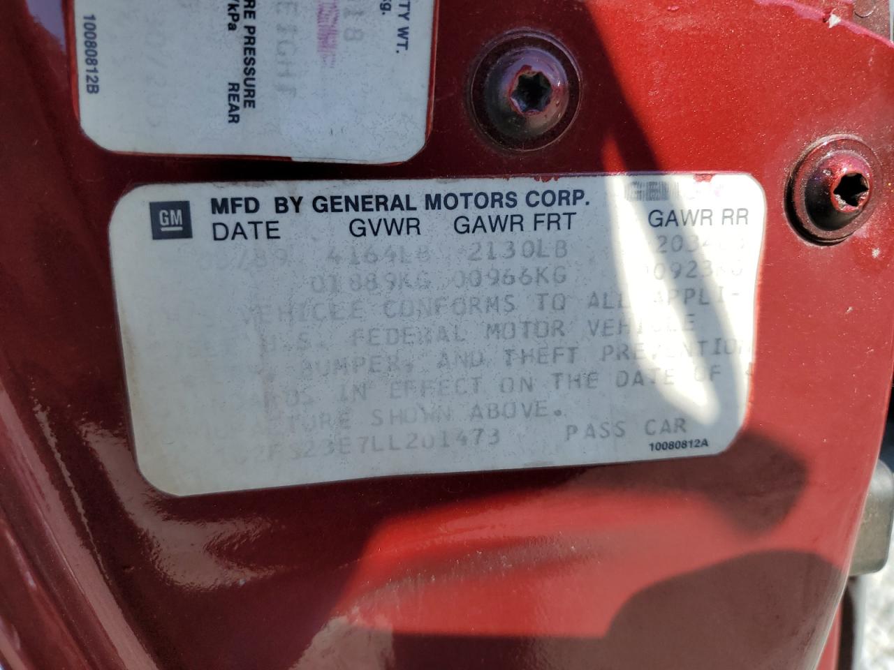 1990 Pontiac Firebird Base Red vin: 1G2FS23E7LL201473