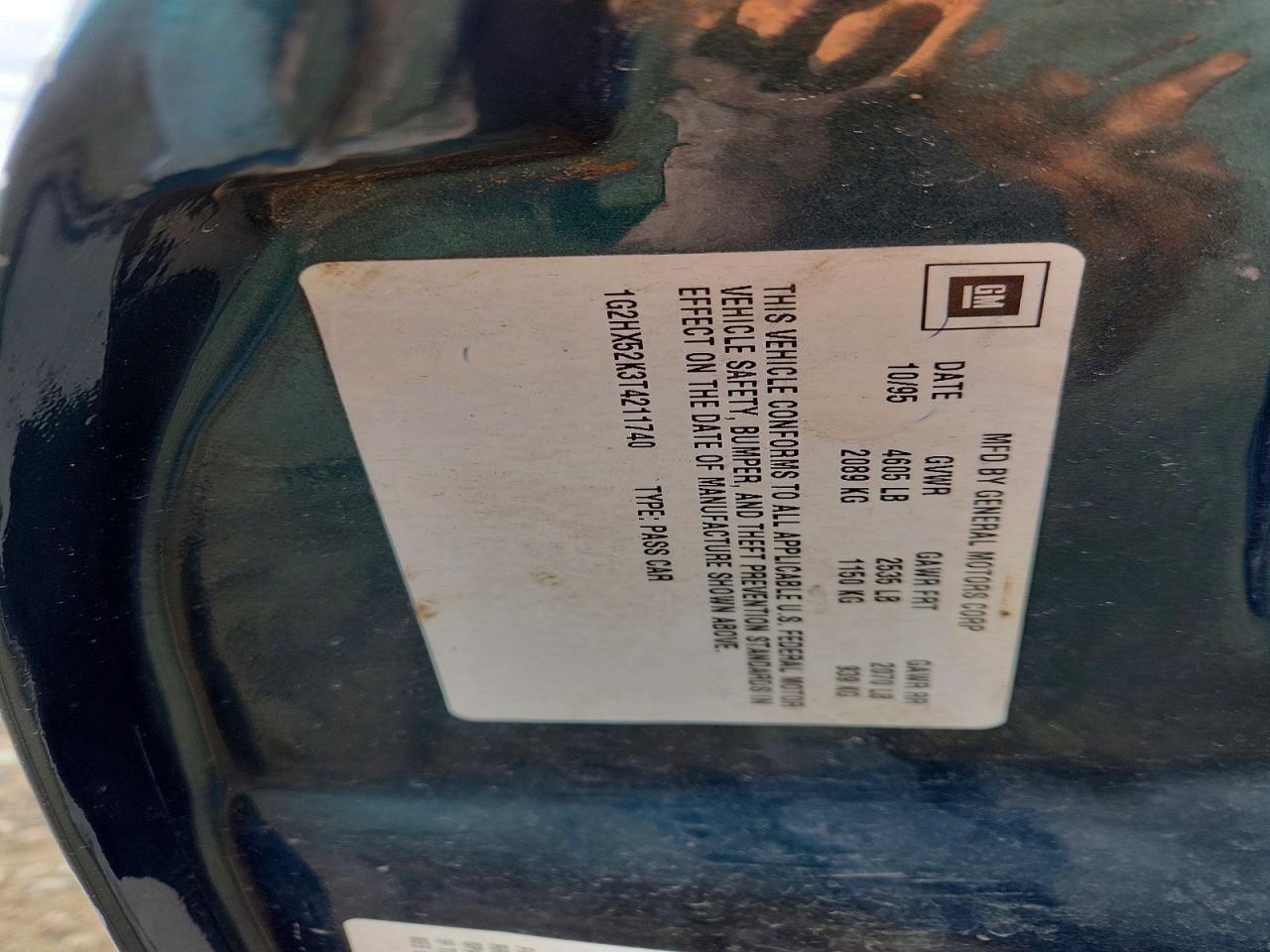 1996 Pontiac Bonneville Se Зеленый vin: 1G2HX52K3T4211740