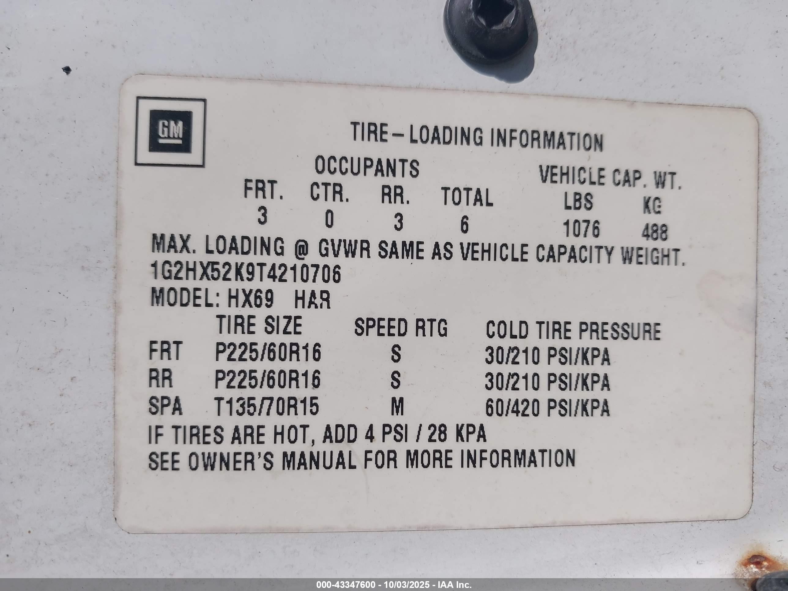 1996 Pontiac Bonneville Se Белый vin: 1G2HX52K9T4210706
