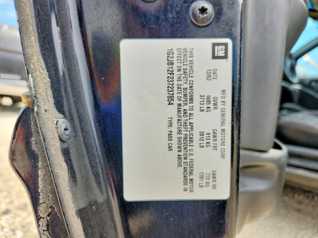 2003 Pontiac Sunfire Черный vin: 1G2JB12F237237854