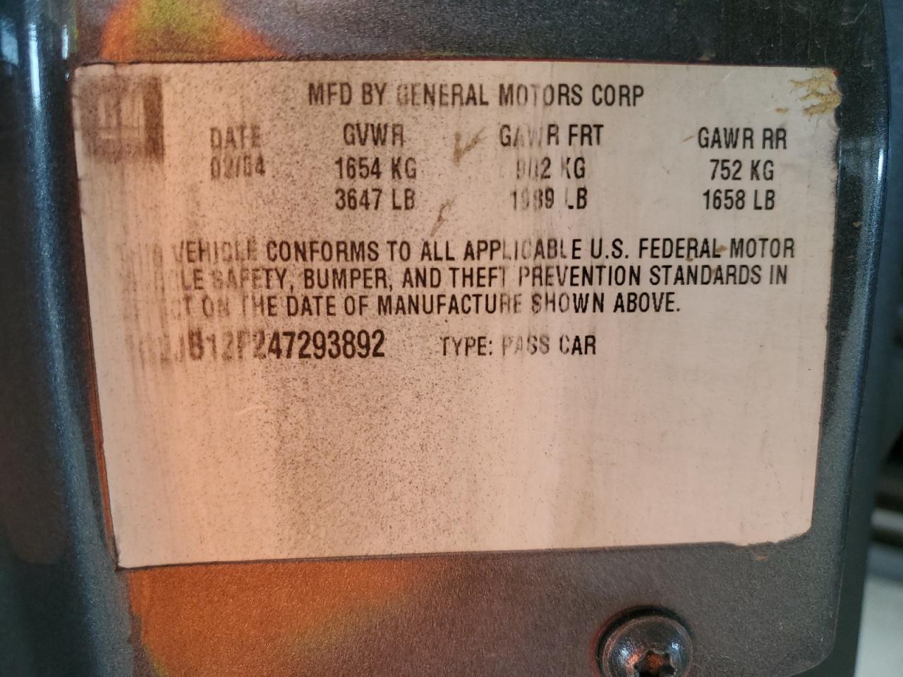 2004 Pontiac Sunfire Gray vin: 1G2JB12F247293892
