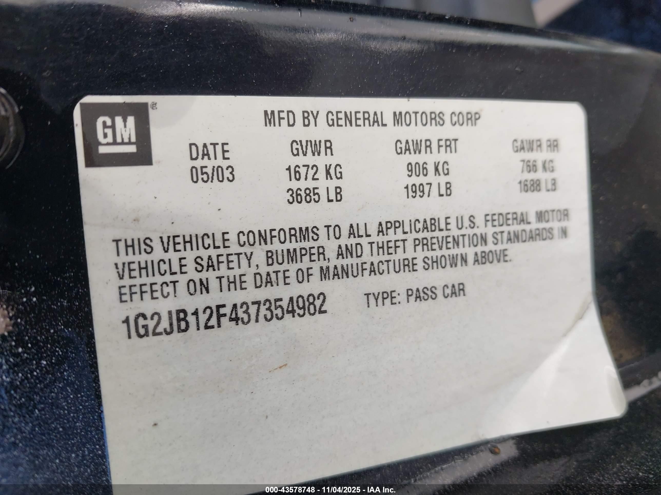 2003 Pontiac Sunfire   Silver vin: 1G2JB12F437354982