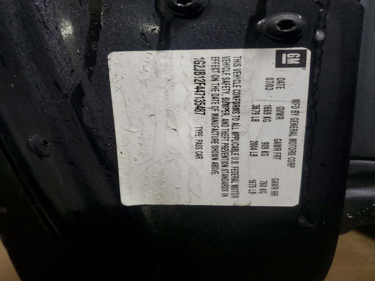 2004 Pontiac Sunfire Черный vin: 1G2JB12F447135487