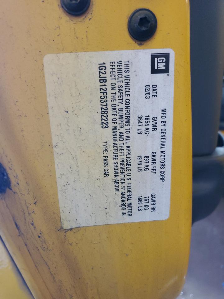 2003 Pontiac Sunfire Yellow vin: 1G2JB12F537282223