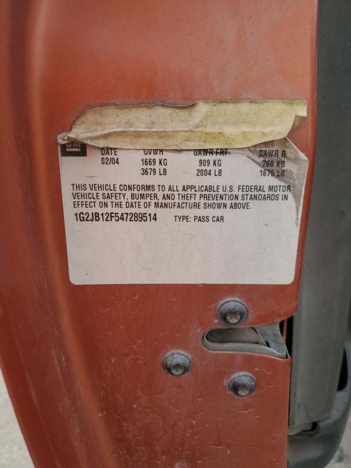 2004 Pontiac Sunfire Orange vin: 1G2JB12F547289514