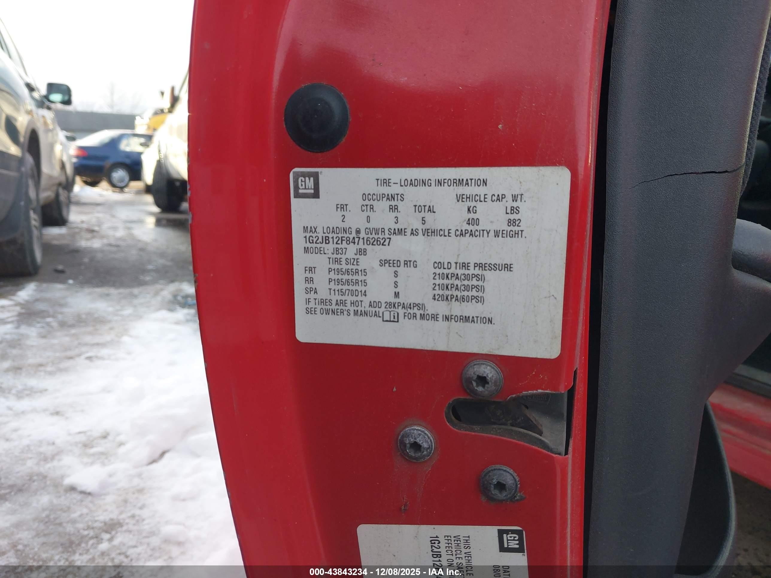 2004 Pontiac Sunfire   Red vin: 1G2JB12F847162627