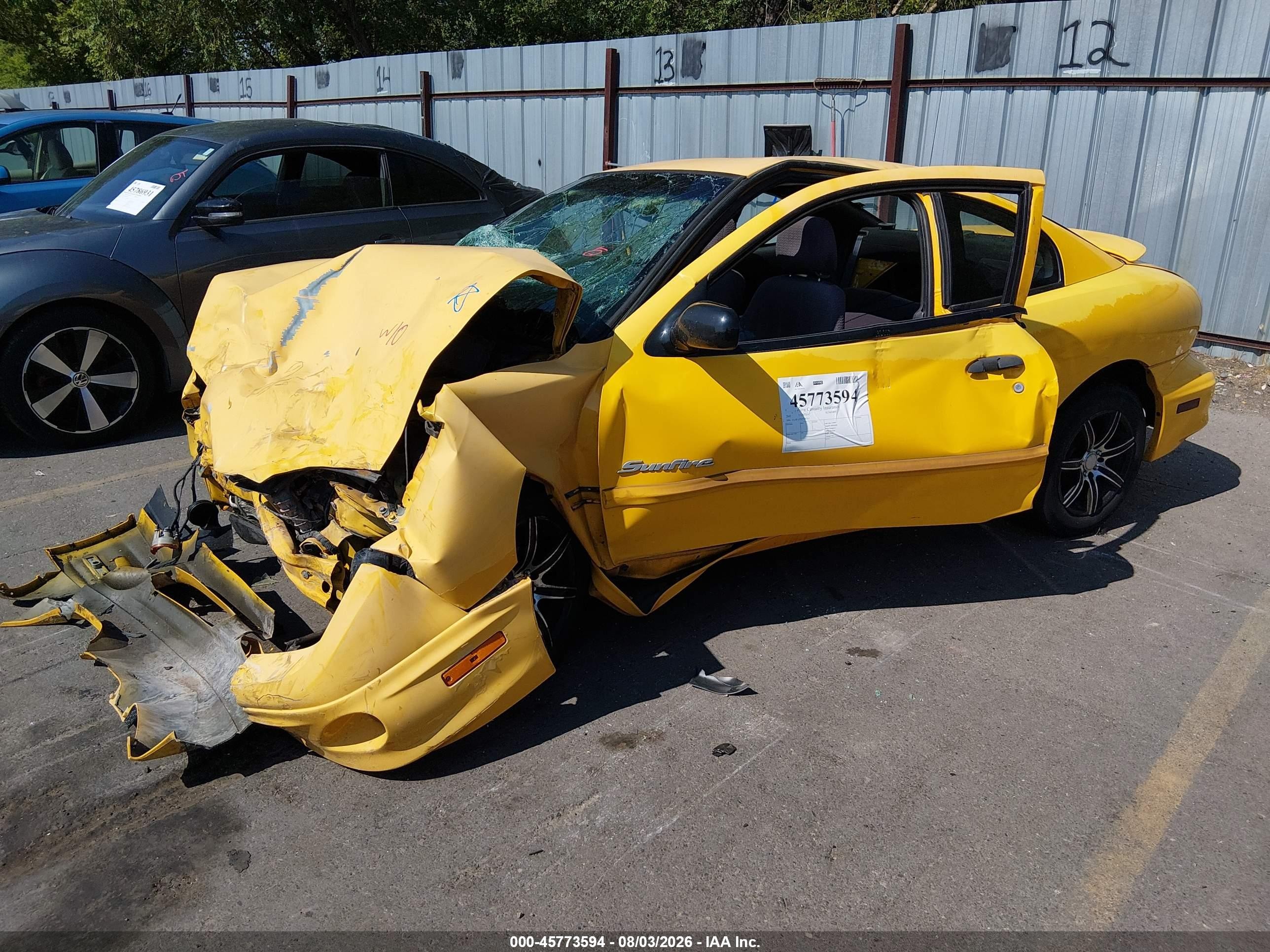 2002 Pontiac Sunfire Se Yellow vin: 1G2JB12FX27292261