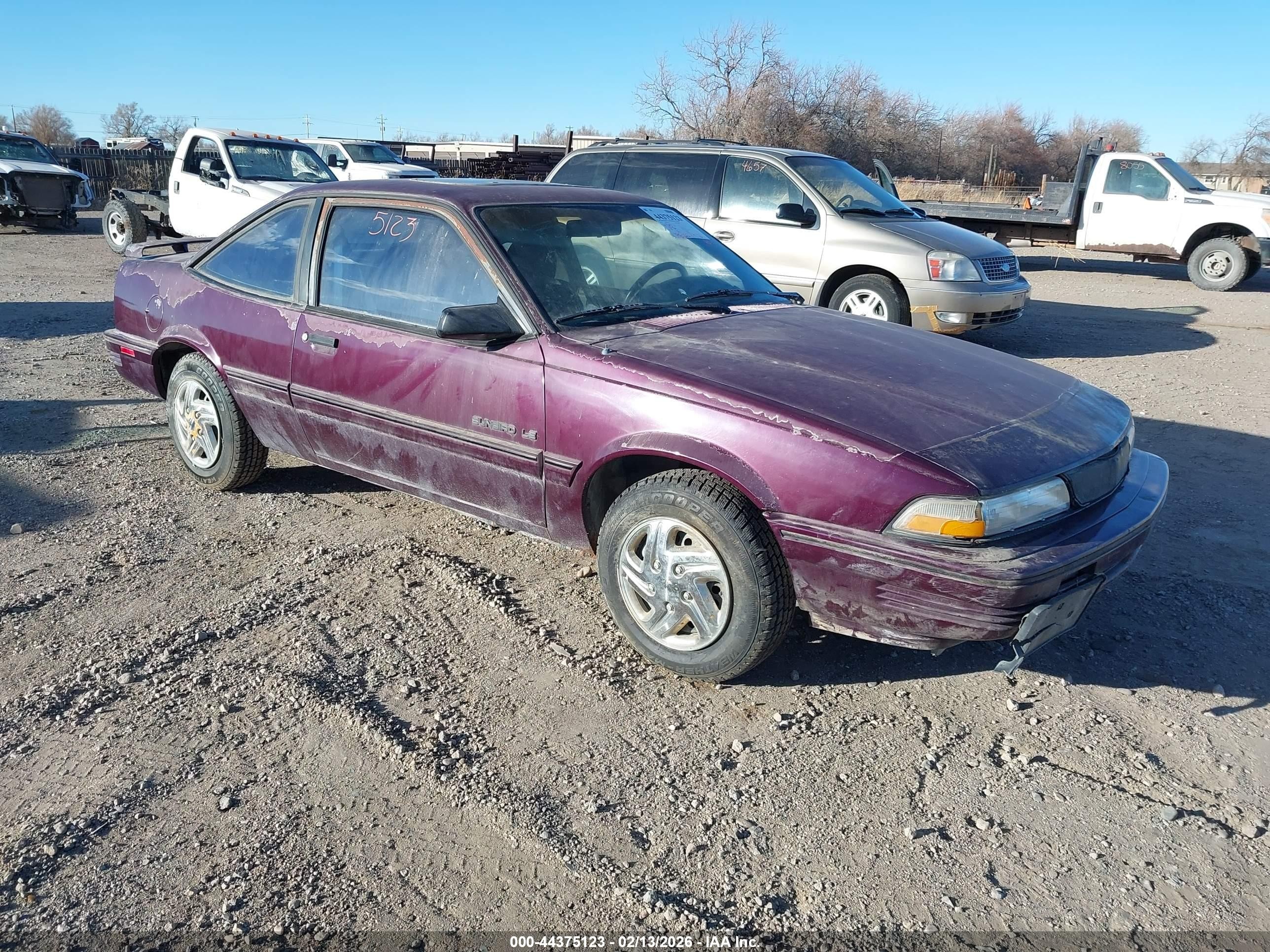 1994 Pontiac Sunbird Le Maroon vin: 1G2JB14H5R7538075