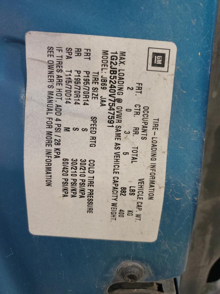 1997 Pontiac Sunfire Se Blue vin: 1G2JB5240V7547591