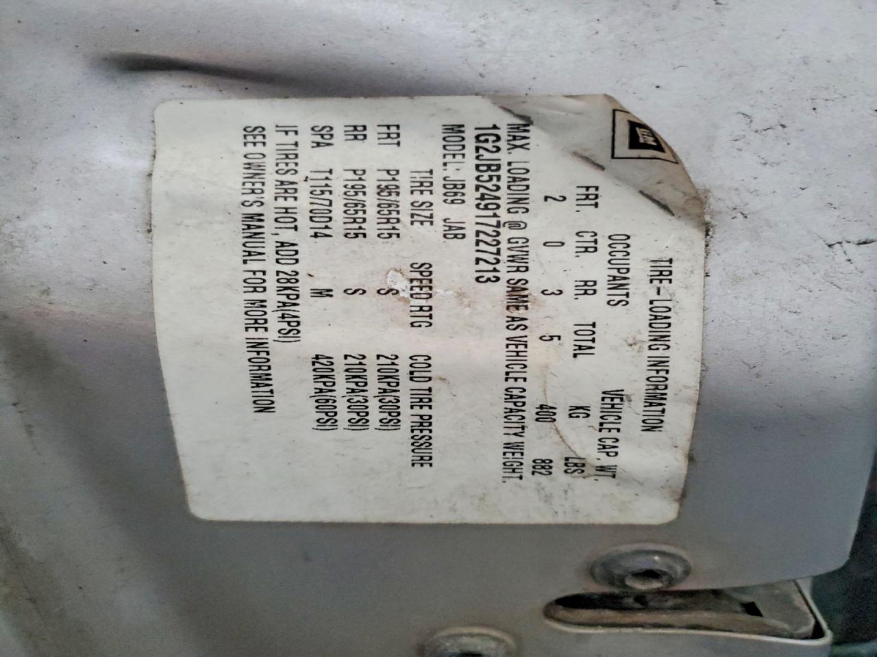 2001 Pontiac Sunfire Se Silver vin: 1G2JB524917227213