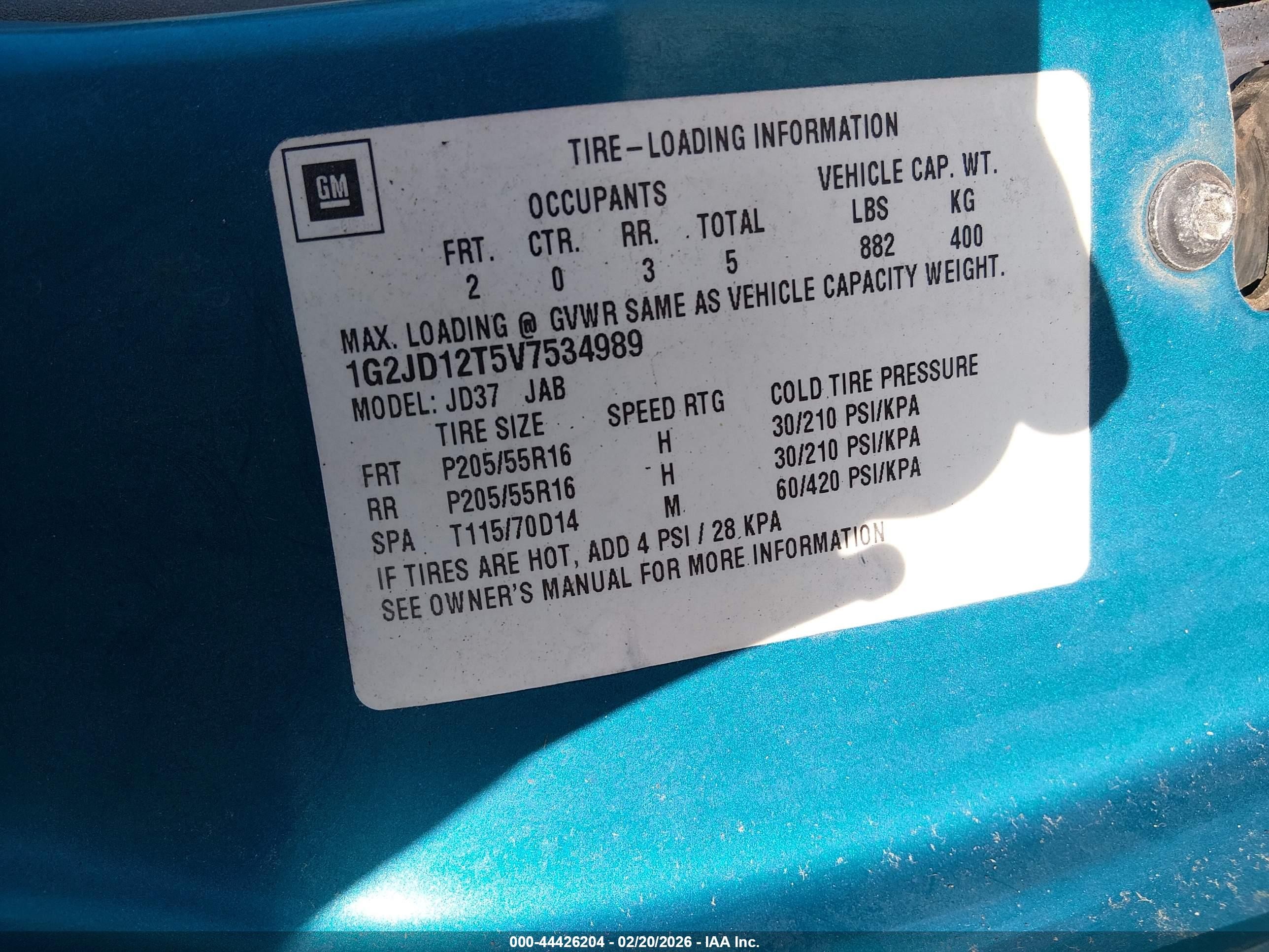 1997 Pontiac Sunfire Gt Blue vin: 1G2JD12T5V7534989