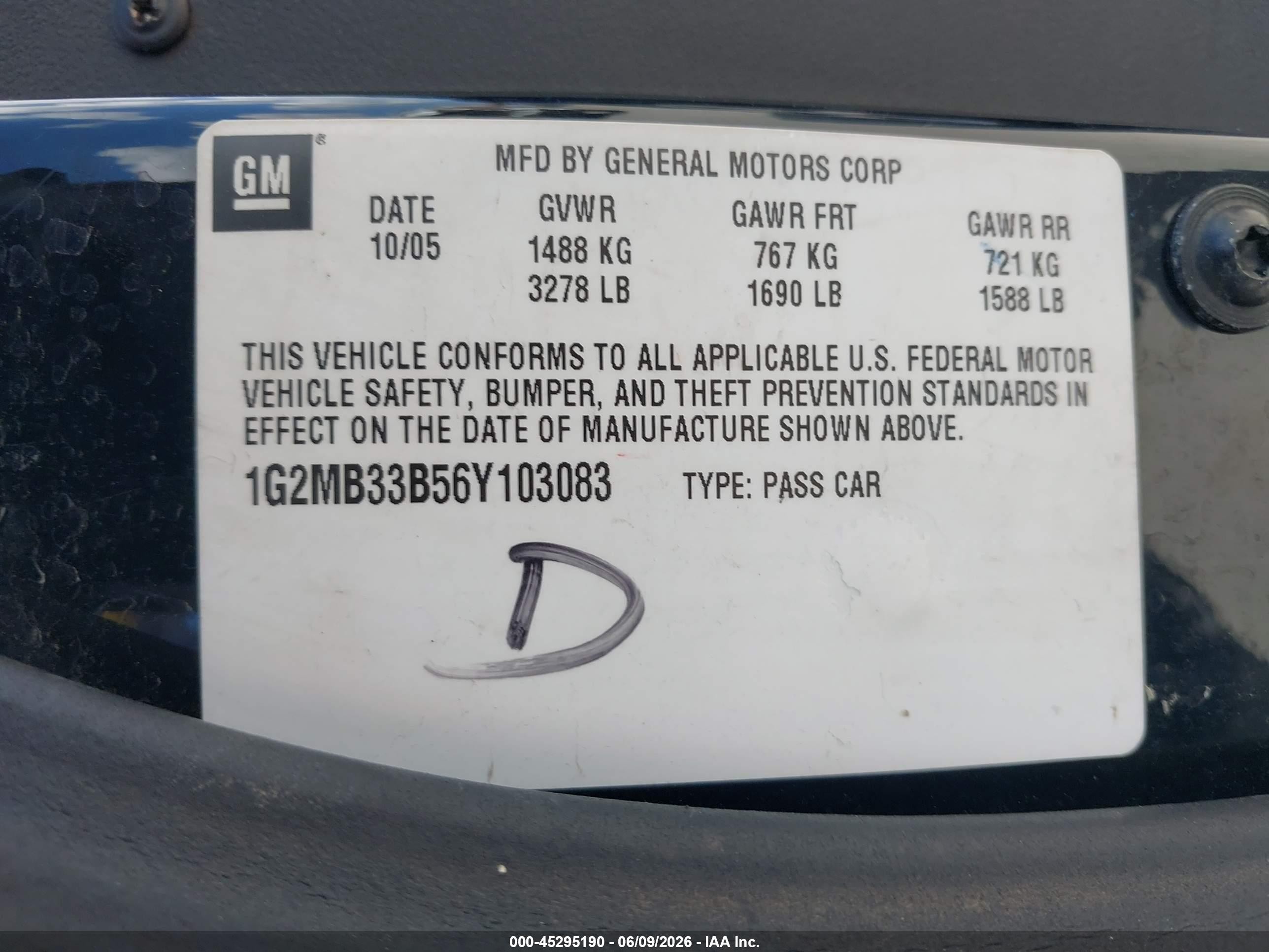 2006 Pontiac Solstice   Black vin: 1G2MB33B56Y103083