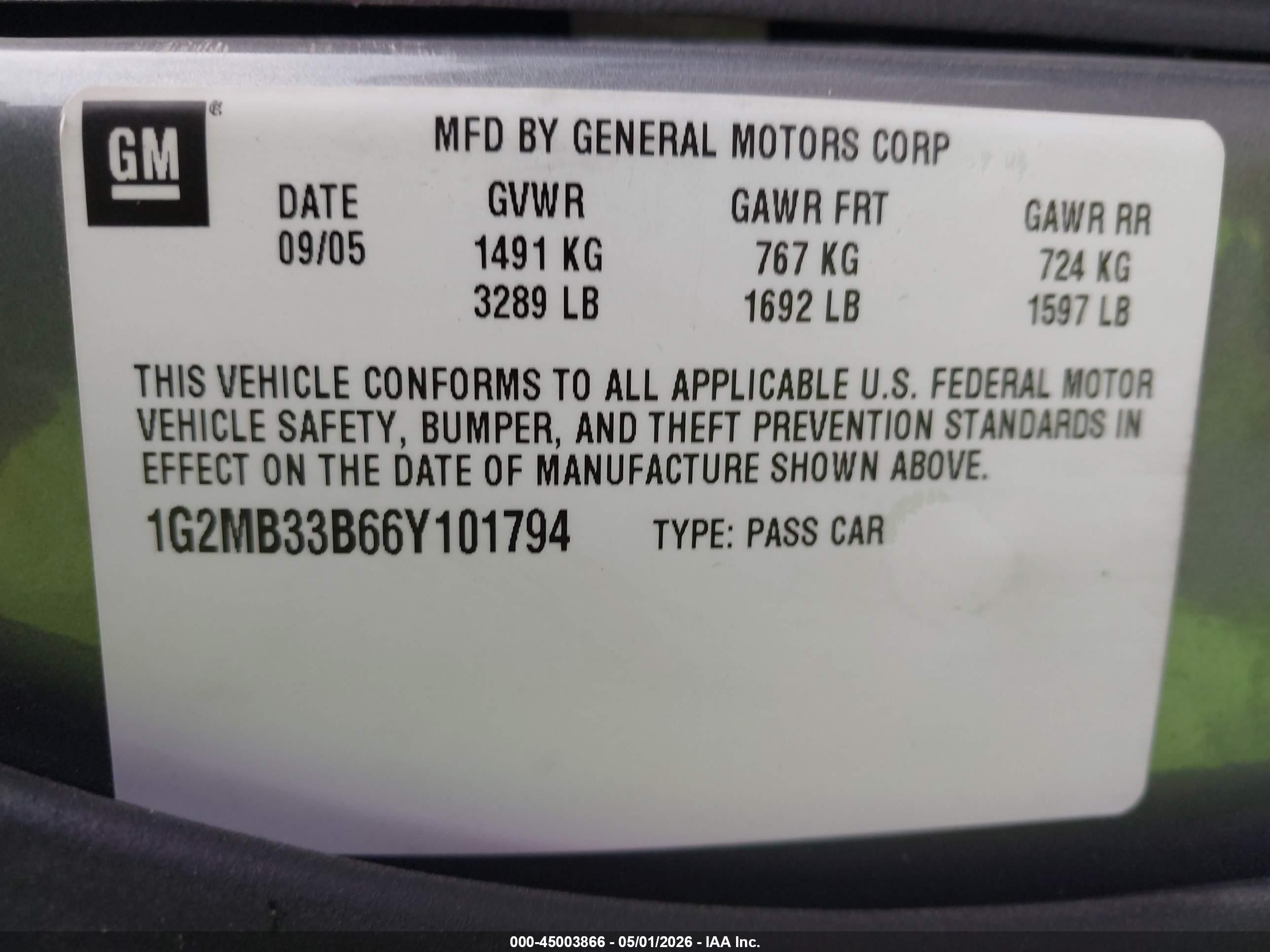 2006 Pontiac Solstice   Gray vin: 1G2MB33B66Y101794