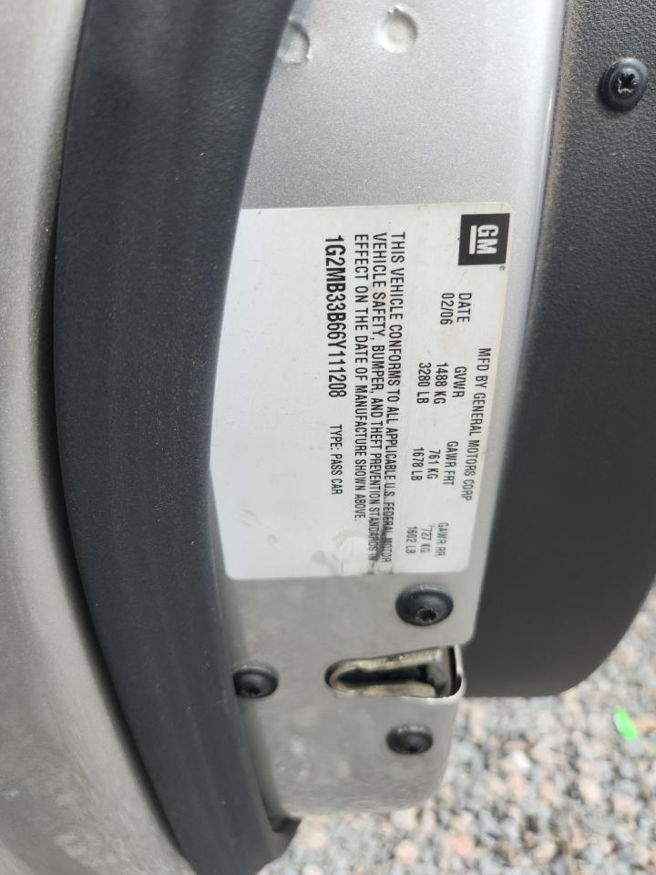 2006 Pontiac Solstice Silver vin: 1G2MB33B66Y111208