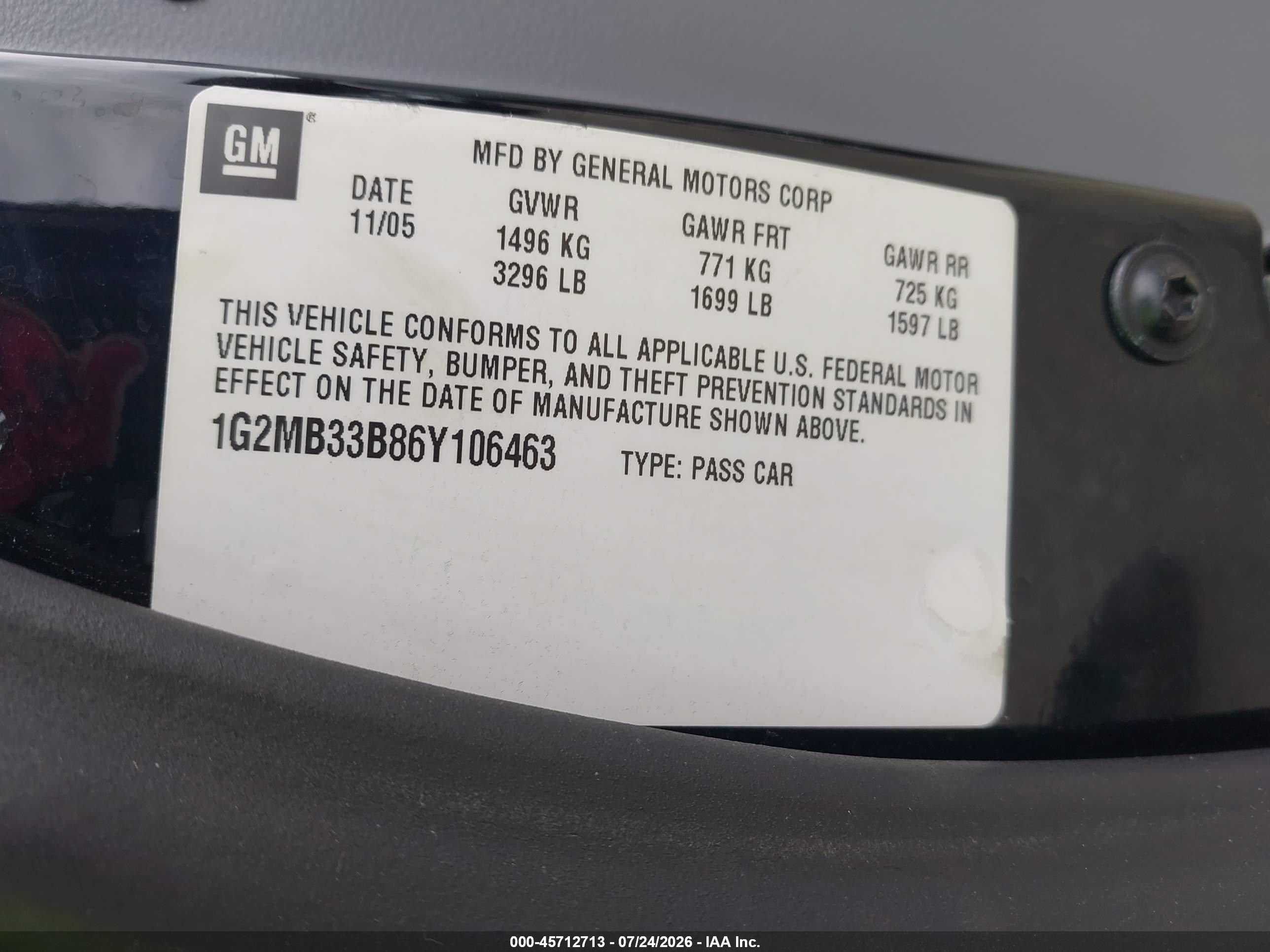 2006 Pontiac Solstice   Black vin: 1G2MB33B86Y106463