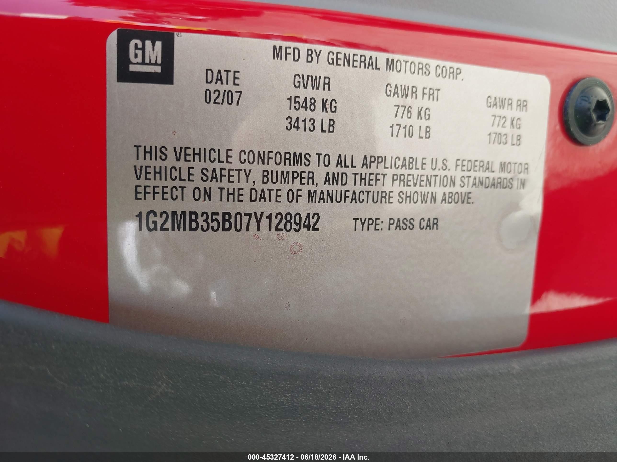 2007 Pontiac Solstice Красный vin: 1G2MB35B07Y128942