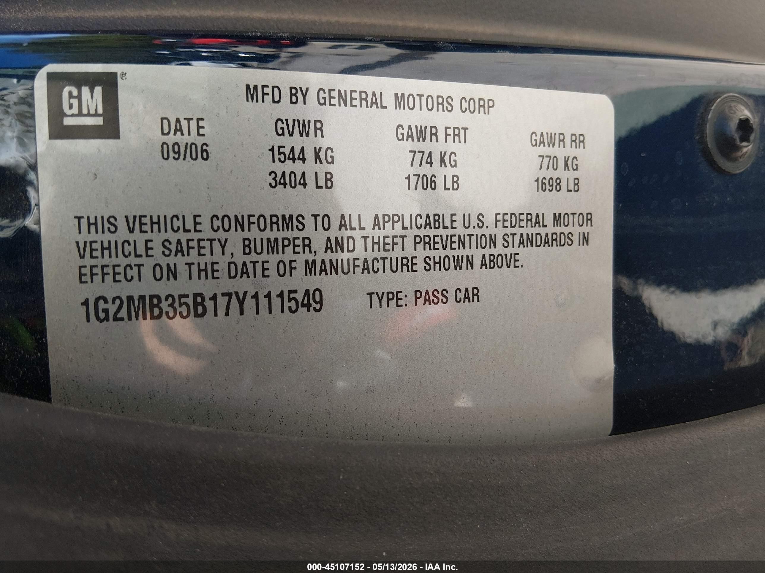 2007 Pontiac Solstice   Blue vin: 1G2MB35B17Y111549