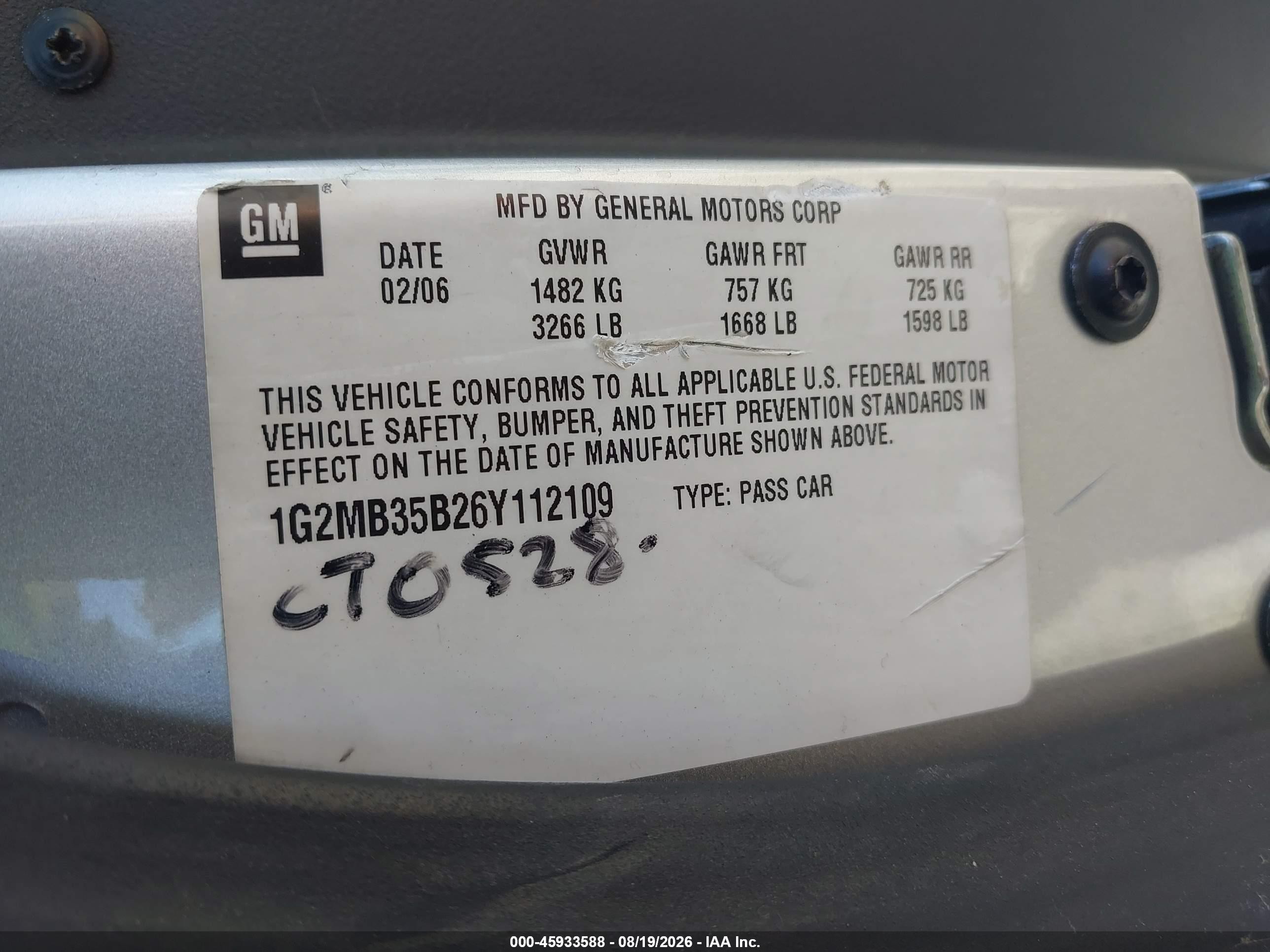 2006 Pontiac Solstice   Silver vin: 1G2MB35B26Y112109