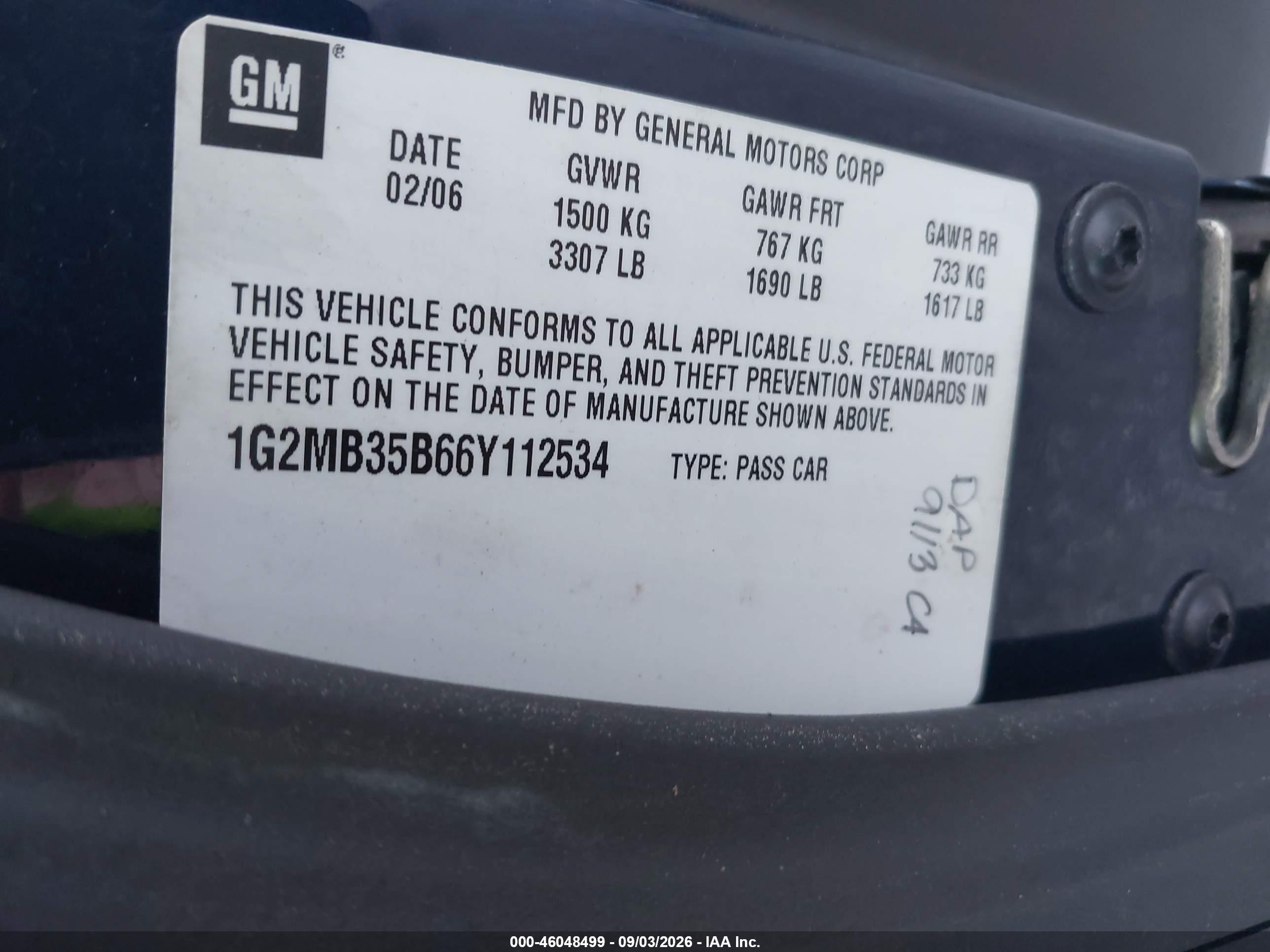 2006 Pontiac Solstice Blue vin: 1G2MB35B66Y112534