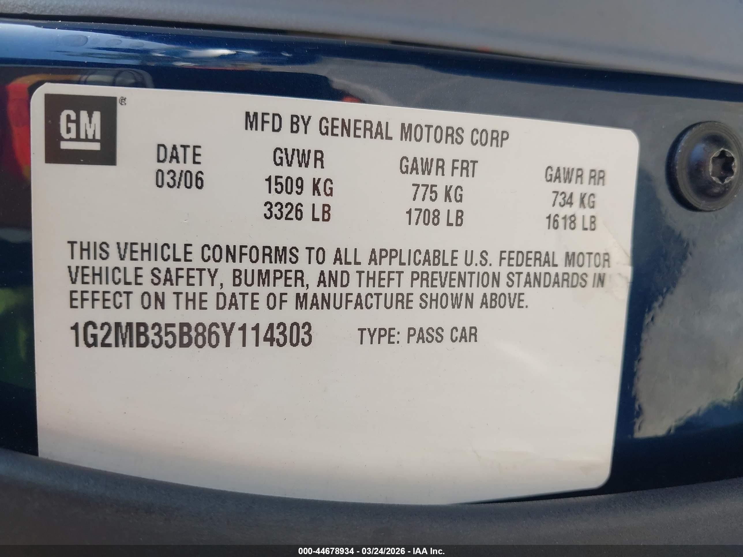 2006 Pontiac Solstice Синий vin: 1G2MB35B86Y114303