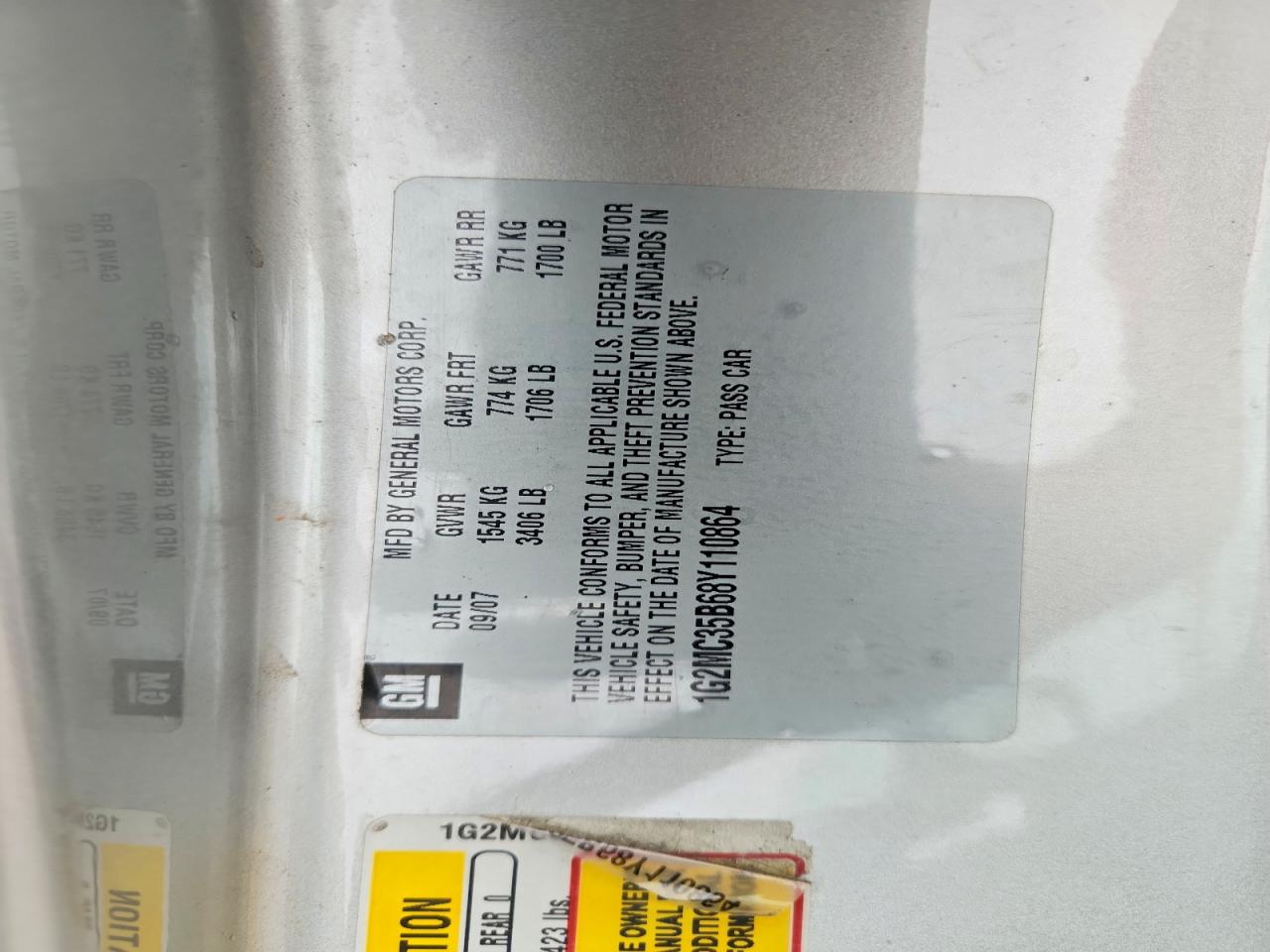 2008 Pontiac Solstice Silver vin: 1G2MC35B68Y110864