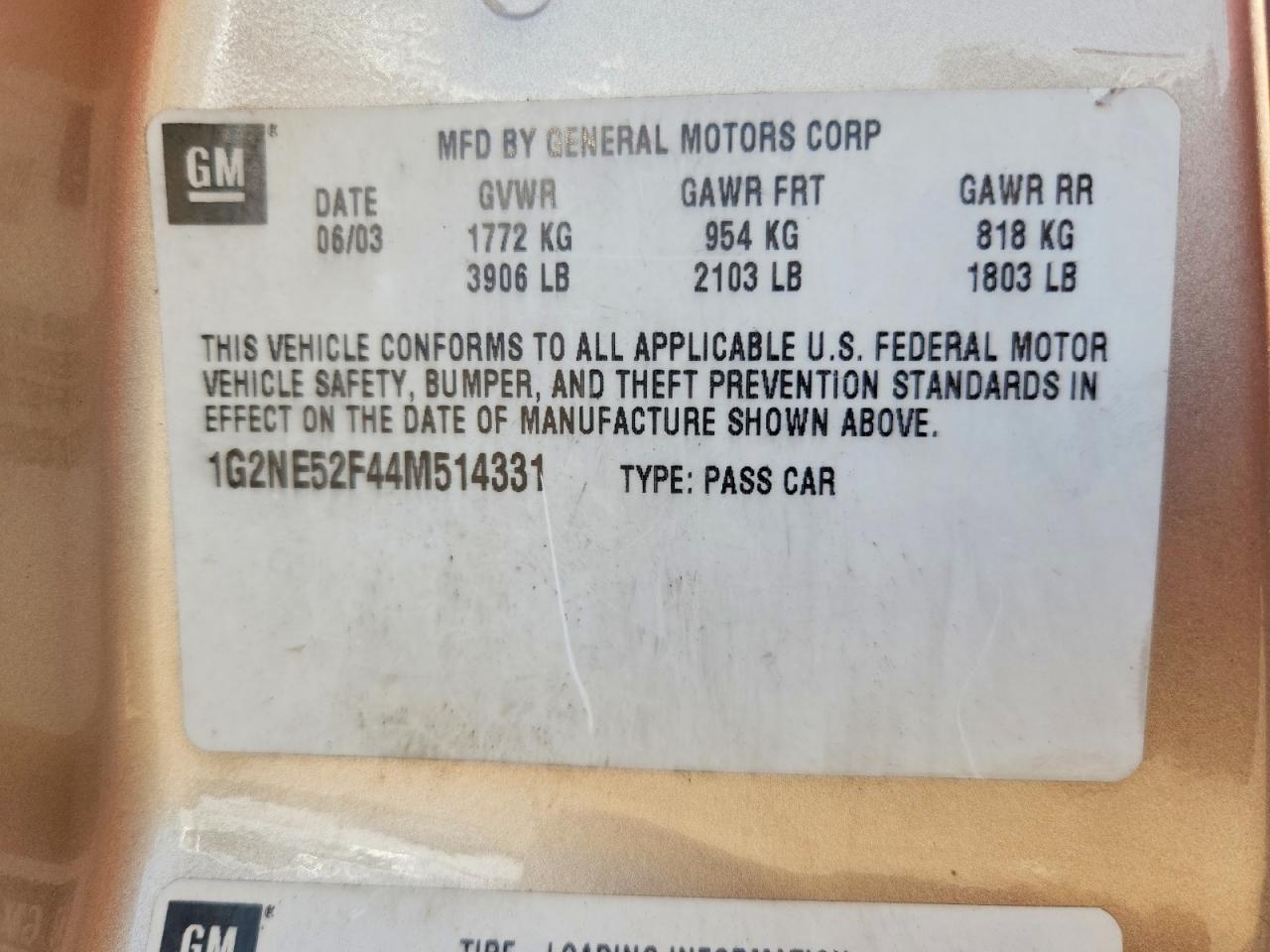 2004 Pontiac Grand Am Se Желто-коричневый vin: 1G2NE52F44M514331