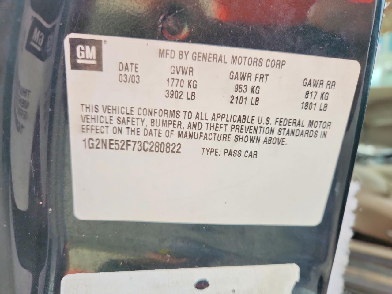 2003 Pontiac Grand Am Se Green vin: 1G2NE52F73C280822