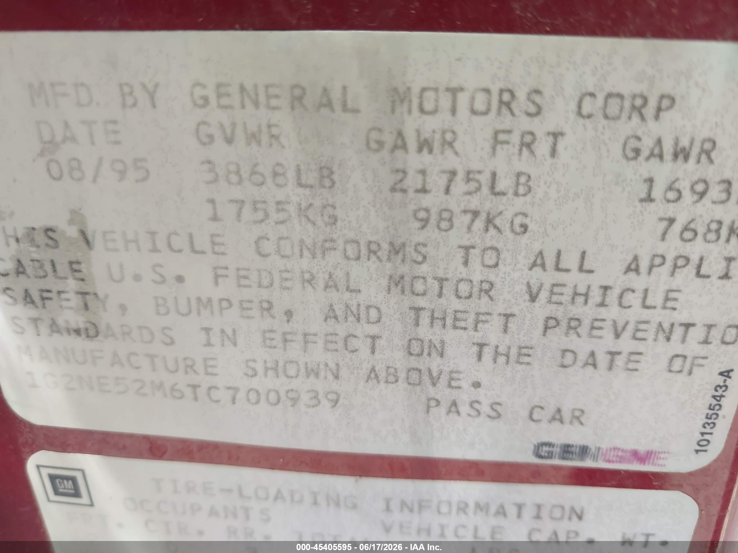 1996 Pontiac Grand Am Se Red vin: 1G2NE52M6TC700939
